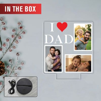 Personalized I Love Dad UV Print Photo LED Lamp Fathers Day Gift Acrylic Light